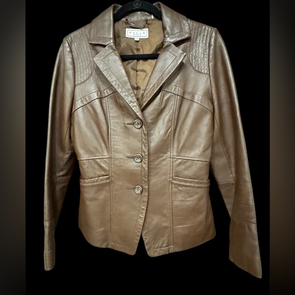 Vintage PELLE Studios Brown Buttery Soft Leather Jacket Size S - Picture 7 of 7